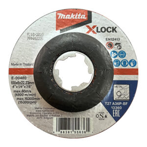 E-00480 ใบเจียร์เหล็ก MAKITA 4" 100x6x22.23mm A36P X-Lock