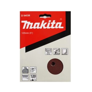D-54536 กระดาษทรายกลม 5"(125mm) WA120 8รู H/L ขัดไม้