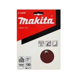 D-54558 กระดาษทรายกลม 5"(125mm) WA180 8รู H/L ขัดไม้