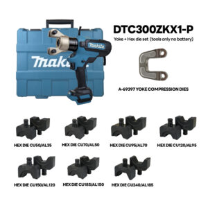 DTC300ZKX1-P เครื่องย้ำหางปลา Crimper 18V (DTC300Z+A-69397+ HEX DIE 7 PCS.)
